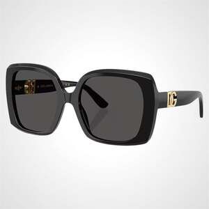 New Dolce & Gabbana Sunglasses Black Acetate Square Gold Metal DG